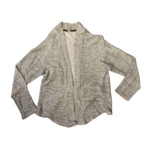 Sweet Grey, sise Large cardigan, gray and white, textured ribbed, back pleats